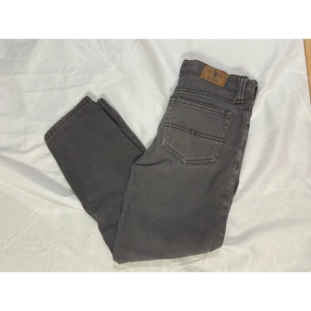 U.S. POLO ASSN Jeans Boys Size 6 straight leg Kids Gray‎ Adjustable Waist